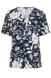 YOURS Plus Size Navy Blue Floral Print Pleat Front Top | Yours Clothing 5