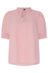 M&Co Pink Pastel Tie Neck Frill Sleeve Blouse