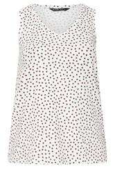 YOURS Curve Ivory White Polka Dot Vest Top
