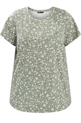YOURSET 2 PACK Plus Size Sage Green & Pink Ditsy Floral T-Shirts | Yours Clothing 7