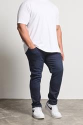 D555 Big & Tall Blue Black Tapered Stretch Jeans | BadRhino 3