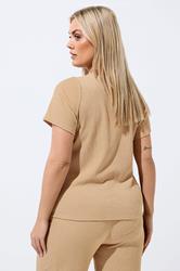 LIMITED COLLECTION Plus Size Beige Crinkle Short Sleeve Top | Yours Clothing 4