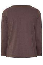 YOURS Plus Size Brown V-Neckline T-Shirt | Yours Clothing 6