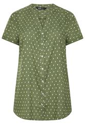 YOURS Curve Green Notch Neck Dobby Blouse