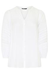 YOURS Curve White Notch Neck Crochet Blouse