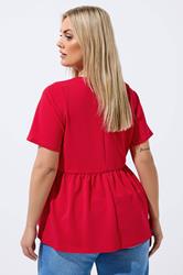 LIMITED COLLECTION Plus Size Red Peplum Top | Yours Clothing 2