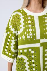 LIMITED COLLECTION Plus Size Green Abstract Crochet Boxy Top | Yours Clothing 5
