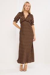 STAR Chocolate Brown Polka Dot Maxi Dress | StarByJM 3