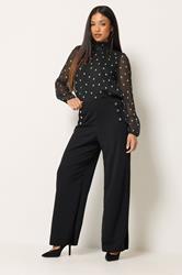 M&Co Petite Black Spot Print Tie Neck Chiffon Blouse | M&Co 1