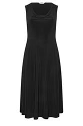 YOURS LONDON Curve Black Drape Front Midi Dress