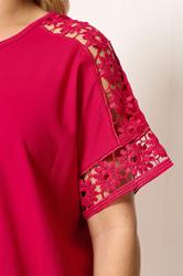 YOURS Plus Size Red Crochet T-Shirt | Yours Clothing 4