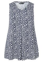 YOURS Curve Navy Blue Abstract Print Front Pleat Vest Top | Yours Clothing 5