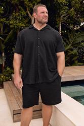 BadRhino Big & Tall Black Textured Revere Shirt | BadRhino 3