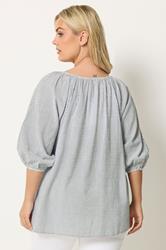 YOURS Plus Size Navy Blue Stripe Tie Detail Top | Yours Clothing 2