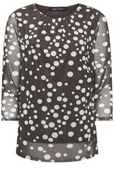 M&Co Brown Polka Dot Print Crew Neck Mesh Top | M&Co 5