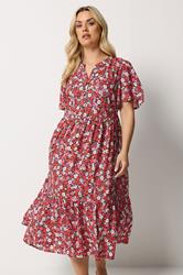 YOURS Plus Size Red Floral Placket Dress | Yours Clothing 3