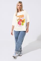 LIMITED COLLECTION Plus Size White 'Tropical Fruit' Graphic T-Shirt | Yours Clothing 1