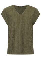M&Co Petite Khaki Green Textured V-Neck T-Shirt