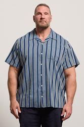 JACK & JONES Big & Tall Blue Stripe Resort Shirt | BadRhino 3