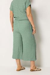 YOURS Plus Size Sage Green Bubble Textured Cropped Trousers | Yours Clothing 2