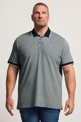 BadRhino Big & Tall Grey & Black Tipped Polo Shirt | BadRhino 3