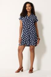 M&Co Navy Blue Polka Dot Beach Dress | M&Co 1
