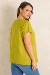 EVANS Plus Size Charteuse Green Premium Cotton T-Shirt | Evans 2