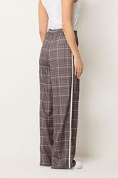 LTS Tall Women's Brown Check Piped Wide Leg Trousers | Long Tall Sally 2