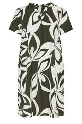 EVANS Curve Green Leaf Print Midi Shift Dress