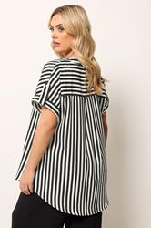 YOURS Plus Size Black Stripe Button Up Blouse | Yours Clothing 2