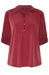 EVANS Curve Wine Red Long Sleeve Blouse