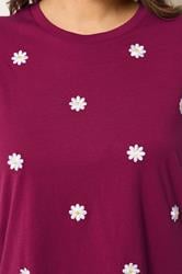 YOURS Plus Size Pink Embroidered Daisy T-Shirt | Yours Clothing 4