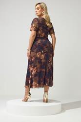 YOURS LONDON Plus Size Brown Floral Square Neck Maxi Dress | Yours Clothing 2