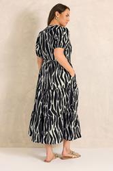 EVANS Plus Size Black Zebra Print Tiered Maxi Dress | Evans 4