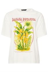 YOURS Curve White Banana Graphic Boxy T-Shirt