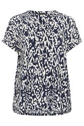 EVANS Plus Size Navy Blue Ikat Print Shirt | Evans  5