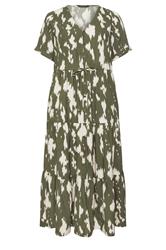 EVANS Curve Khaki Green Abstract Placket Dress