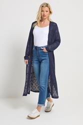 M&Co Navy Blue Pointelle Longline Cardigan | M&Co 3