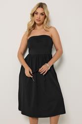 YOURS Plus Size Black Peplum Bandeau Mini Dress | Yours Clothing 3