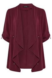 EVANS Plus Size Berry Red Lightweight Waterfall Jacket | Evans 5