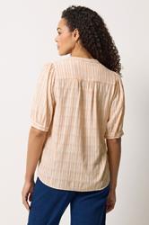 M&Co Orange Stripe Short Puff Sleeve Blouse | M&Co 2