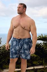 BadRhino Big & Tall Navy Blue Palm Tree Swim Shorts | BadRhino 3