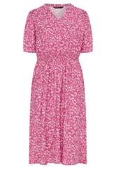 YOURS Curve Pink Abstract Notch Neck Maxi Dress
