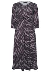 M&Co Petite Berry Purple Spot Twist Front Dress | M&Co 5