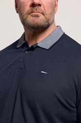 BadRhino Big & Tall Navy Blue Two Tone Waffle Polo Shirt | BadRhino 4