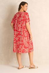 EVANS Plus Size Red Paisley Modal Shift Dress | Evans 2