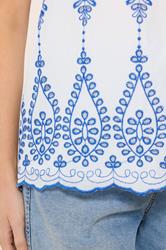 M&Co White & Blue Floral Broderie Cotton Short Sleeve Top | M&Co 4