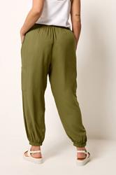 YOURS Plus Size Green Cargo Balloon Trousers | Yours Clothing 2