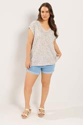 YOURS Plus Size Ivory White Pebble Print Blouse | Yours Clothing 1
