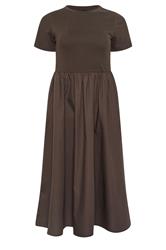 M&Co Petite Chocolate Brown Short Sleeve Cotton Midi Dress | M&Co 5
